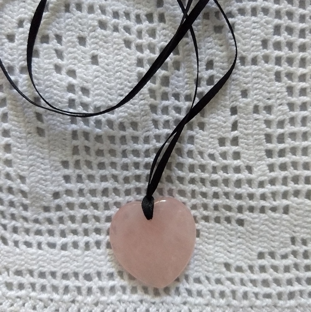 Handmade Rose Quartz Long Heart Necklace